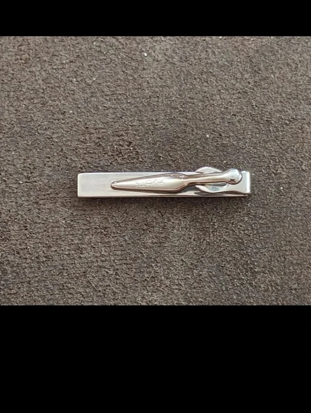 1960s Swank Silver Tone Textured With Centered Pearl